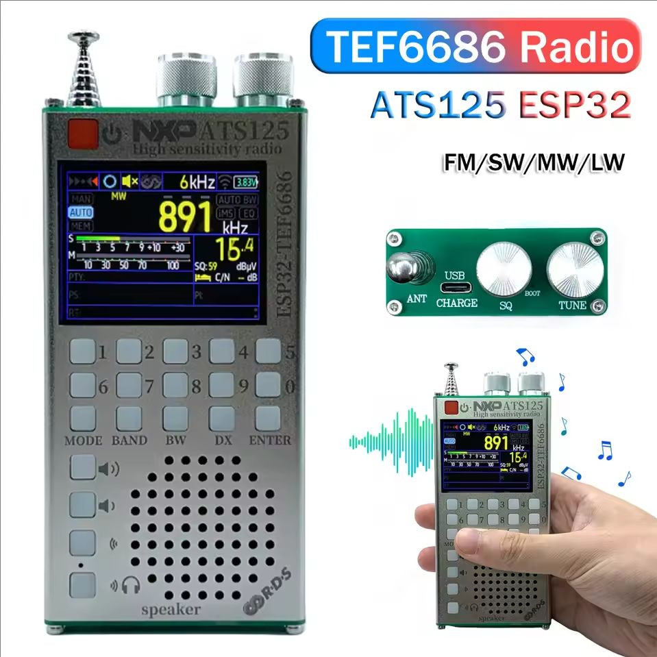 ATS125 Portable Radio NXP TEF6686 Bluetooth, briv