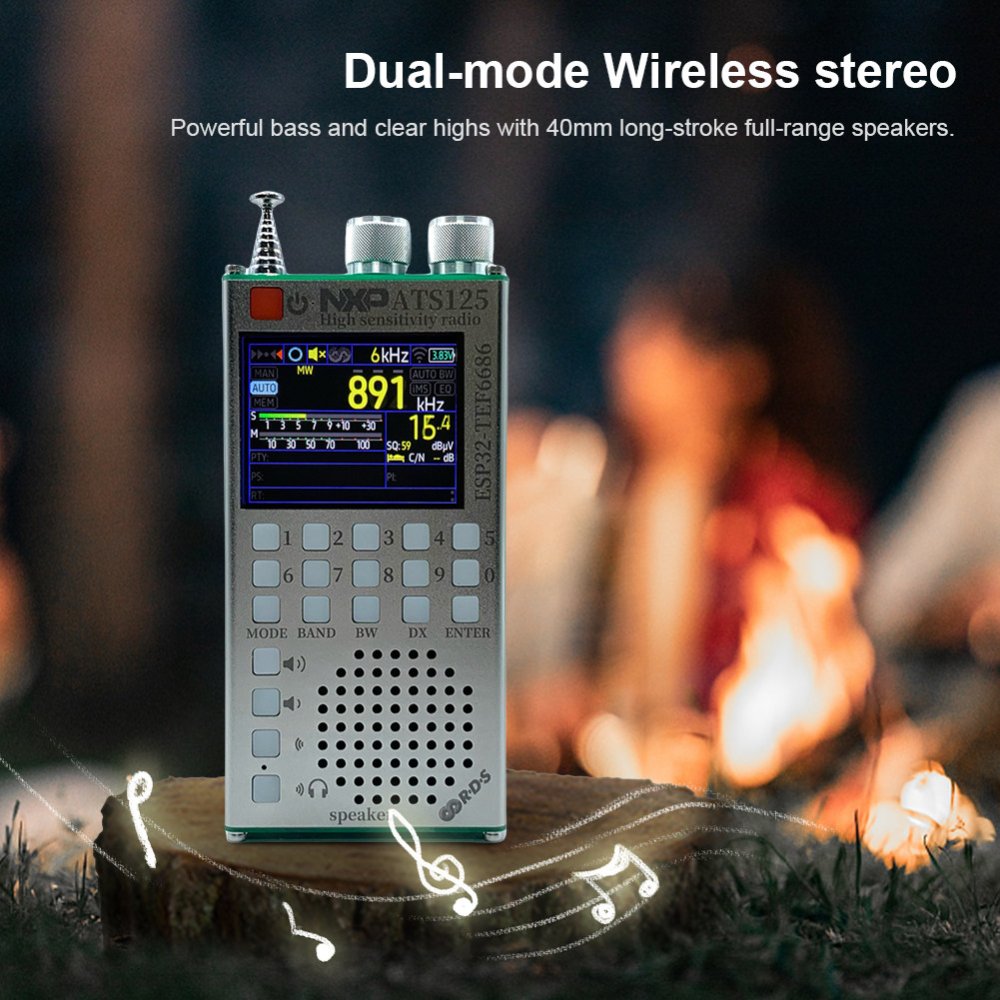 ATS125 Portable Radio NXP TEF6686 Bluetooth, briv