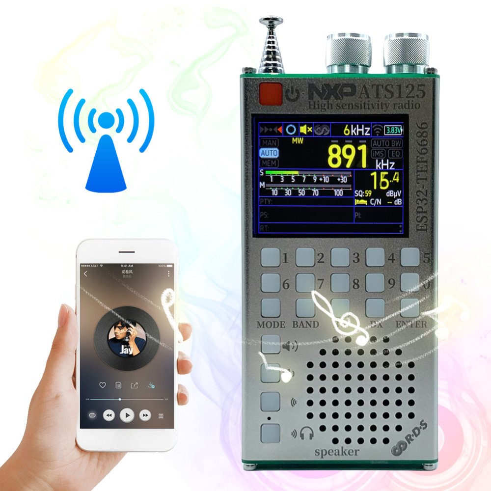 ATS125 Portable Radio NXP TEF6686 Bluetooth, briv