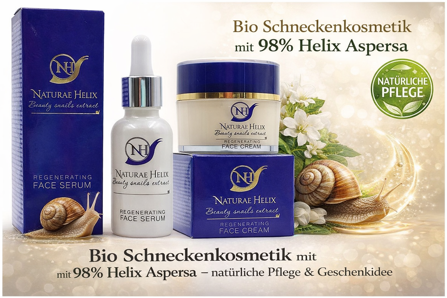 Snail cosmetics with Helix Aspersa extract 98%, briv