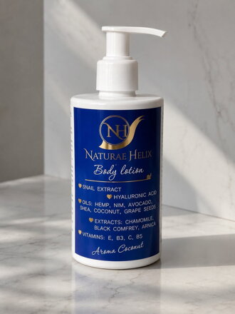 NH Body Lotion with Snail Extract (Helix Aspersa) & Hyaluronic Acid – Deep Hydration, Anti-Aging & Skin Regeneration Aroma Coconut 250 ml